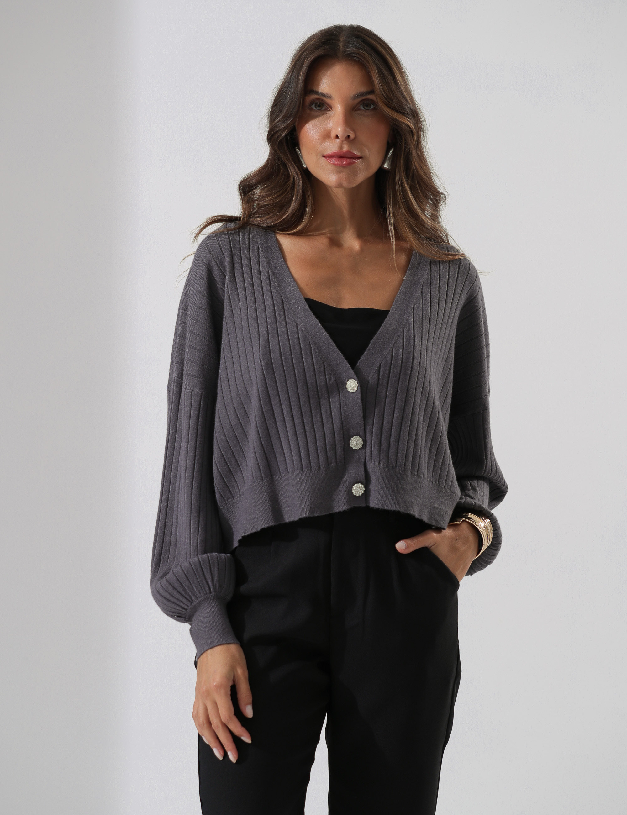 CARDIGAN BOTÃO CRISTAL ALICE