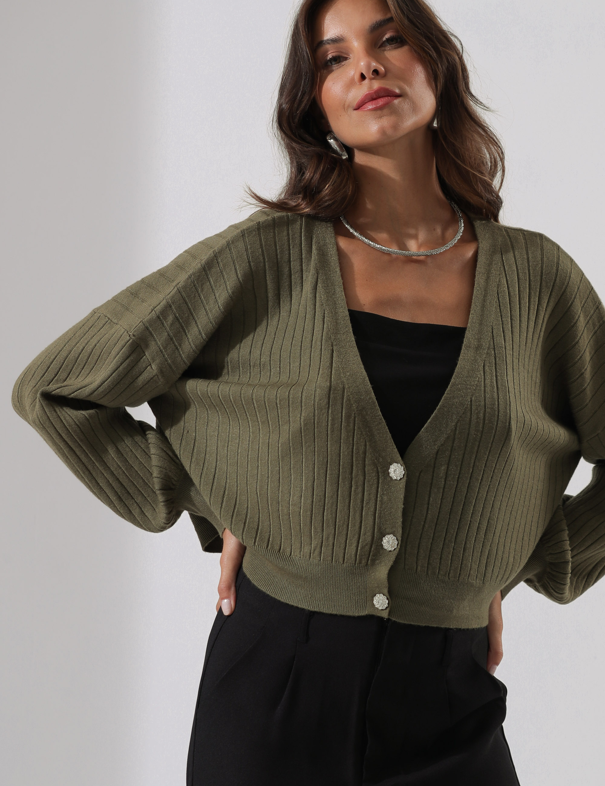 CARDIGAN BOTÃO CRISTAL ALICE