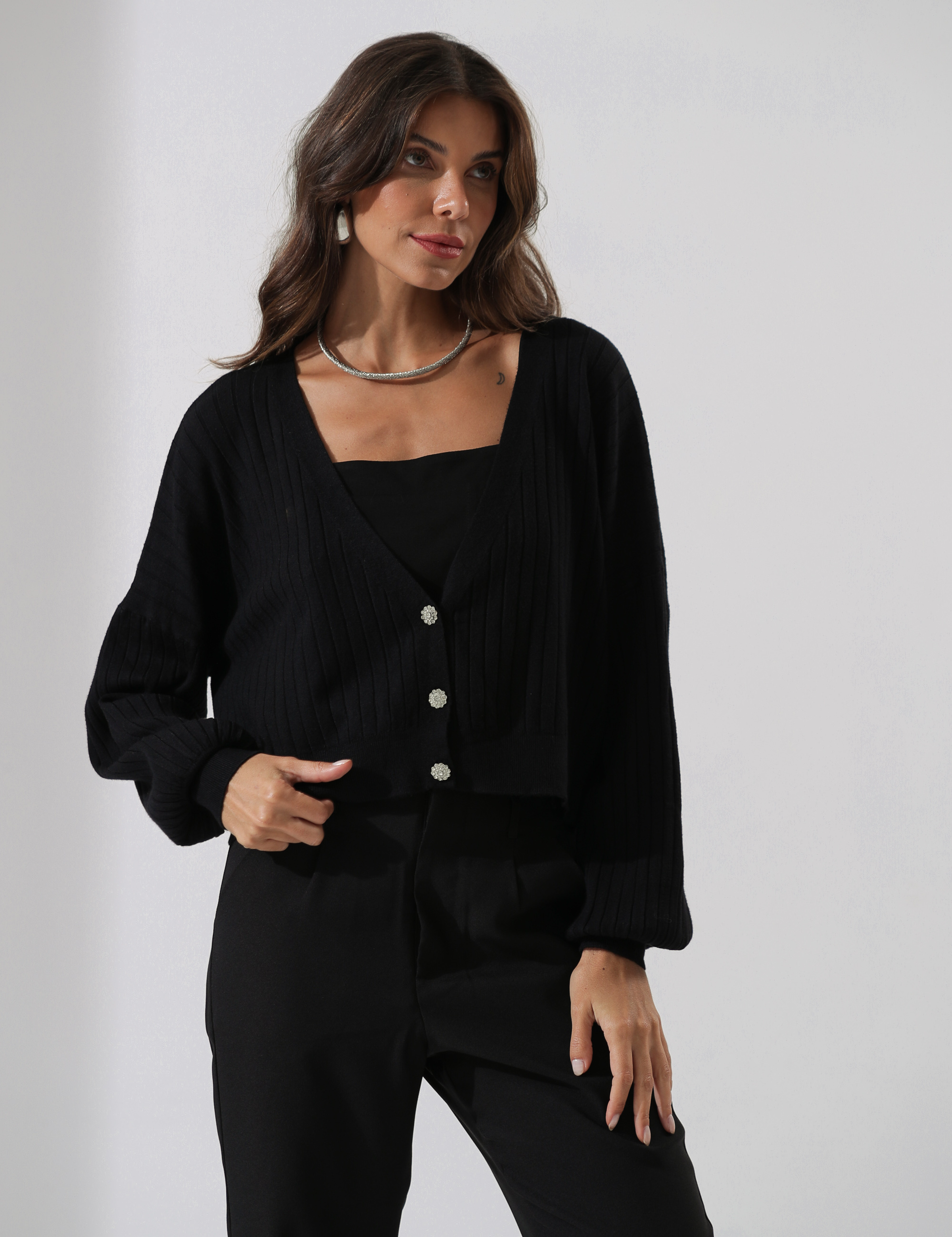 CARDIGAN BOTÃO CRISTAL ALICE